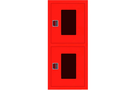 Встроенный, открытый, вертикальный шкаф Карелпожлиния ШПКО-КОМБИ-320 ВОВрК Евро-ручка ВхШхГ 1340х580х230 мм, (1-ПК, 2 огнетушителя), цвет красный НФ-00000485-К, фото 1