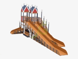 Зимняя деревянная горка "IgraGrad Snow Fox 17" с тремя скатами V4, фото 1