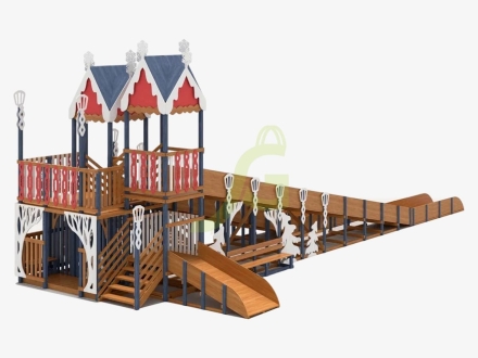 Зимняя деревянная горка "IgraGrad Snow Fox 17" с тремя скатами V4, фото 6