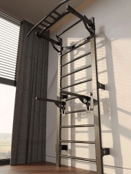 Профессиональная шведская стенка с брусьями и турником Domsen Fitness Ds46 BLACK, фото 3 Профессиональная шведская стенка с брусьями и турником Domsen Fitness Ds46 BLACK, фото 3