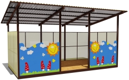 Теневой навес одинарный 3х6 м 19109 для уличной площадки Теневой навес одинарный 3х6 м 19109 для уличной площадки