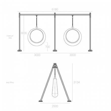 Светящиеся качели с конструкцией Люмус Белый, 2 кольца, фото 5