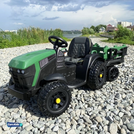 Электромобиль трактор с прицепом BDM0925 TR777 зеленый, фото 4