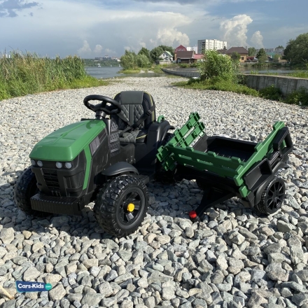 Электромобиль трактор с прицепом BDM0925 TR777 зеленый, фото 1