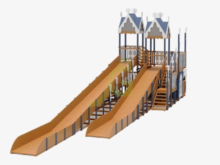 Зимняя деревянная горка "IgraGrad Snow Fox 17" с тремя скатами V3 , фото 2