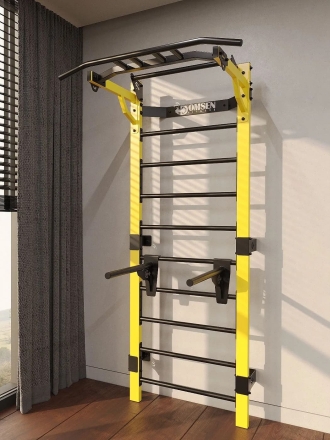 Профессиональная шведская стенка с брусьями и турником Domsen Fitness Ds46 YELLOW, фото 1