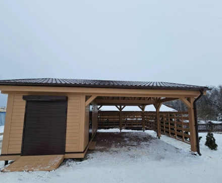Навес для машин с хозблоком ВАЛОР Несущий каркас, фото 3