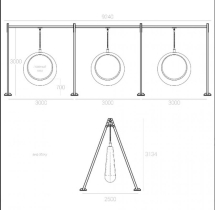 Светящиеся качели с конструкцией Люмус Белый, 3 кольца Светящиеся качели с конструкцией Люмус Белый, 3 кольца