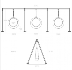 Светящиеся качели с конструкцией Люмус Белый, 3 кольца, фото 3