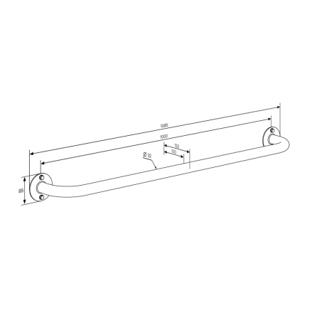 Перекладина шведской стенки и рукохода N-line нержавеющая сталь 1000, фото 4