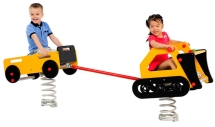 Качалка на пружине Construction machines Бульдозер с прицепом для детской площадки - Крепление для бетонирования