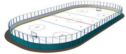 Хоккейная площадка 56х26 м стеклопластик 7 мм с ограждением за воротами, фото 1