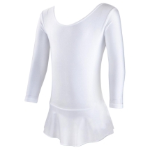 Купальник гимнастический с длинным рукавом с юбкой, полиамид белый 182п/а (36-42) Купальник гимнастический с длинным рукавом с юбкой, полиамид белый 182п/а (36-42)