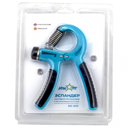 Эспандер кистевой ES-302 пружинный, с регулировкой нагрузки, синий/черный, фото 3