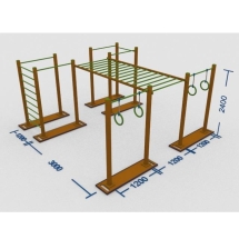 Комплекс турников со шведскими стенками, рукоходом и кольцами W-4.8 