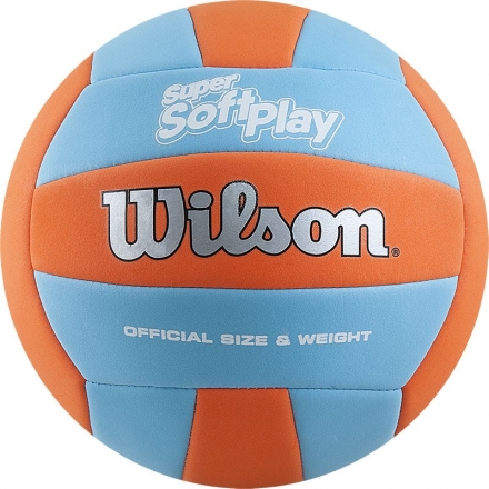Мяч вол. &quot;Wilson Super Soft Play&quot; арт. WTH90119XB, р.5, 18 пан, синт.кожа TPE, маш.сш, оранж-бирюз., фото 1