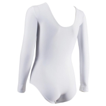 Купальник гимнастический с длинным рукавом, полиамид белый 142п/а (30, 32, 34) Купальник гимнастический с длинным рукавом, полиамид белый 142п/а (30, 32, 34)