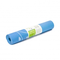 Коврик для йоги FM-102 PVC 173x61x0,4 см, с рисунком, синий, фото 5