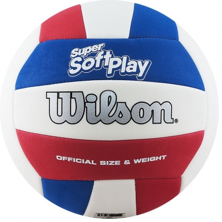 Мяч вол. &quot;Wilson Super Soft Play&quot; арт. WTH90219XB, р.5, 18 пан, синт.кожа TPE, маш.сш, бел-син-красн, фото 1