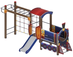 Детская игровая площадка Паровозик ДИК 1.03.5.04-01 Синий H=750, фото 2